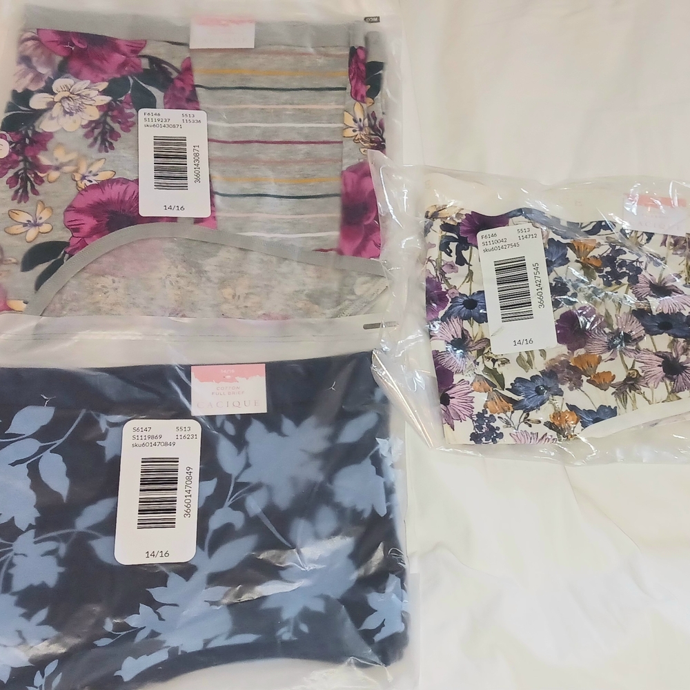 3 CACIQUE WOMEN'S PLUS COTTON FULL BRIEF SIZE  14-16